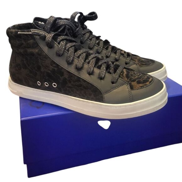 P448 Shoes - P448 Skater Womens Sneaker Black Brown Faux Leather Handmade Italy US 8.5 NIB